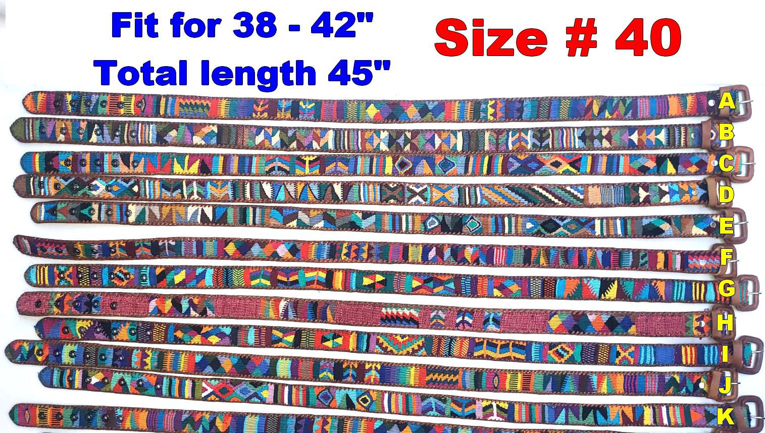 Lot of 2, 3 Authentic Guatemalan Handmade SILK Leather Braided UNISEX Belt, Colorful Woven Design with Braided Leather Buckle and Loop