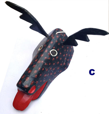 Hand-Painted Pinewood DEER Mask from NAHUALA Guatemala