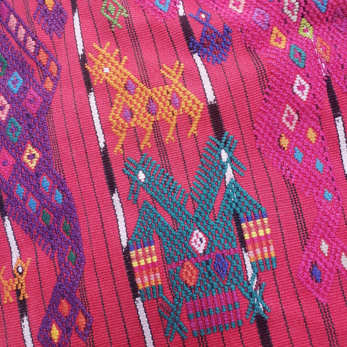 Vintage Guatemalan Red HORSES and EAGLES TSUTE - Chichicastenango Tablecloth - Throw