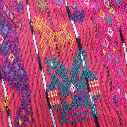 Vintage Guatemalan Red HORSES and EAGLES TSUTE - Chichicastenango Tablecloth - Throw