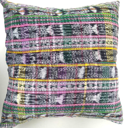 Guatemalan Hand-Embroidery Pillow, Green FUCHSIA COVER 18x18, Birds Embroidered case