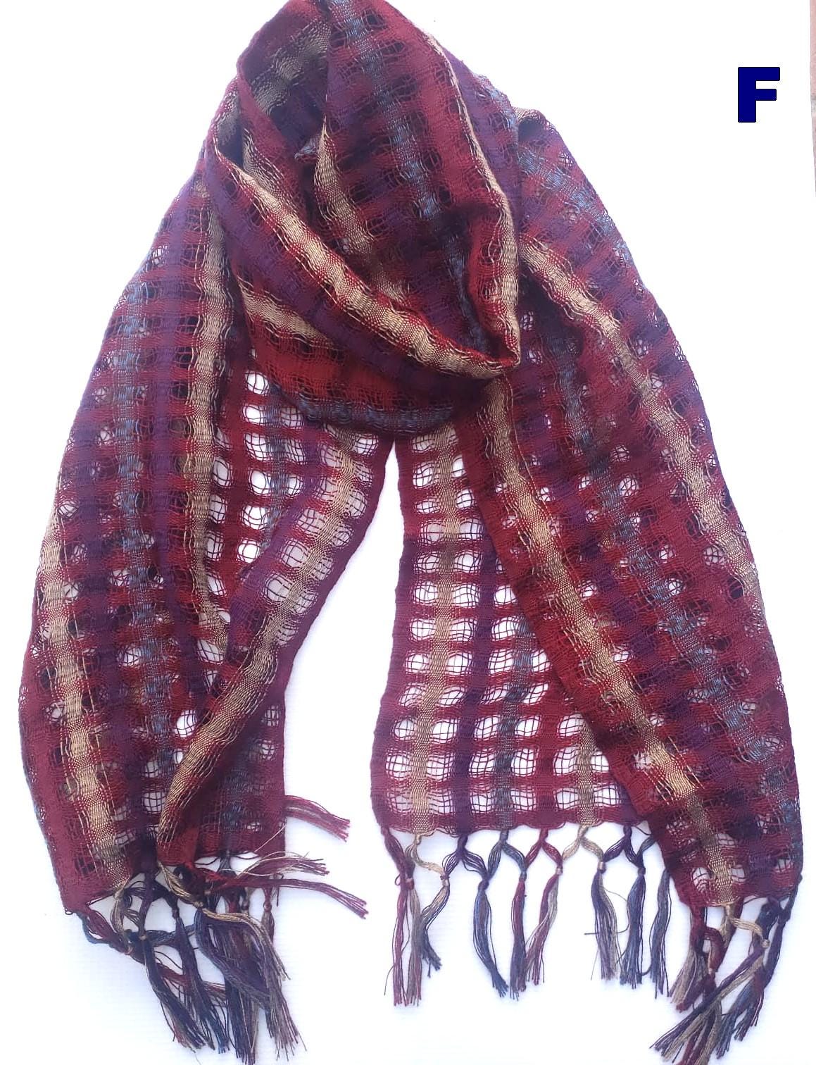 Cotton and Polyester Scarf Wrap, Artisan Woven Scarf, Ligth-weight Textile