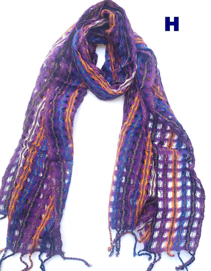 Cotton and Polyester Scarf Wrap, Artisan Woven Scarf, Ligth-weight Textile
