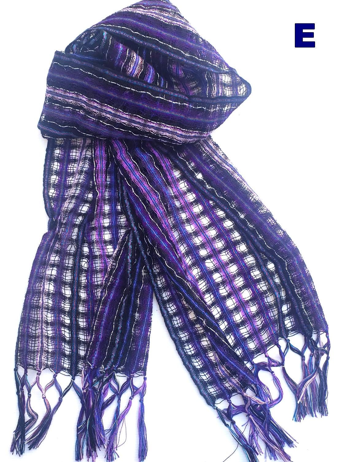 Cotton and Polyester Scarf Wrap, Artisan Woven Scarf, Ligth-weight Textile