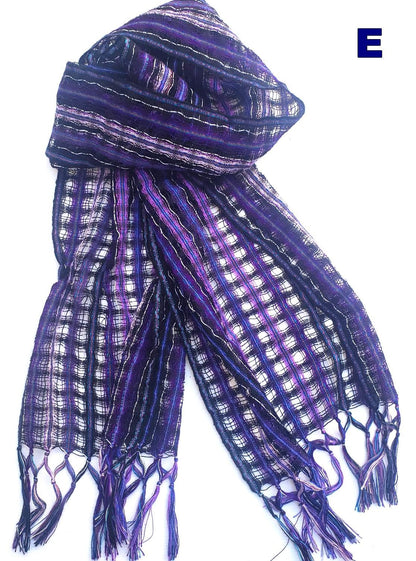 Cotton and Polyester Scarf Wrap, Artisan Woven Scarf, Ligth-weight Textile