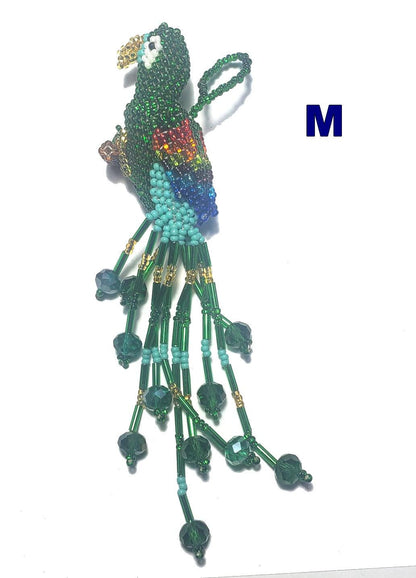 Beaded Parrot Ornament: Czech Glass Bird, Fair Trade Mayan