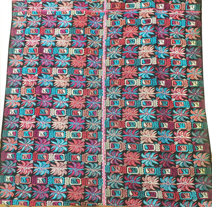 Unique Guatemala handmade weaved cotton multicolor Zunil Corte - fleur de lys and Mayan stones- Fabric per yard-