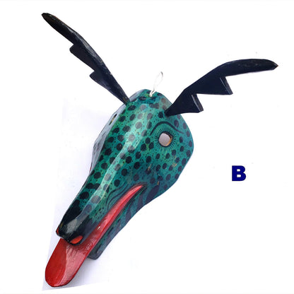 Hand-Painted Pinewood DEER Mask from NAHUALA Guatemala