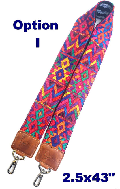 Guatemalan Handmade Leather Embroidered CAMERA / BAG STRAP