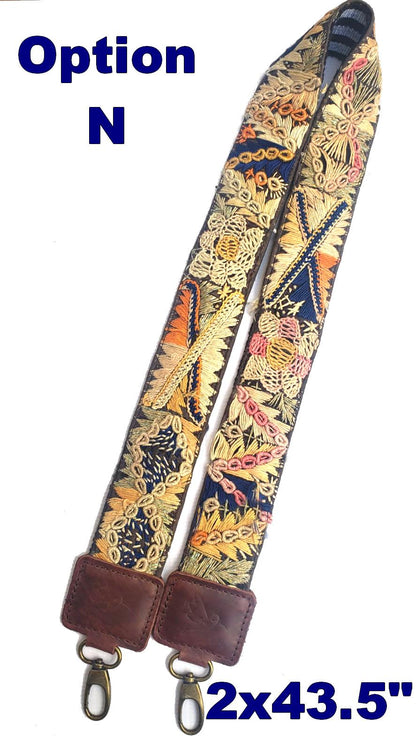 Guatemalan Handmade Leather Embroidered CAMERA / BAG STRAP