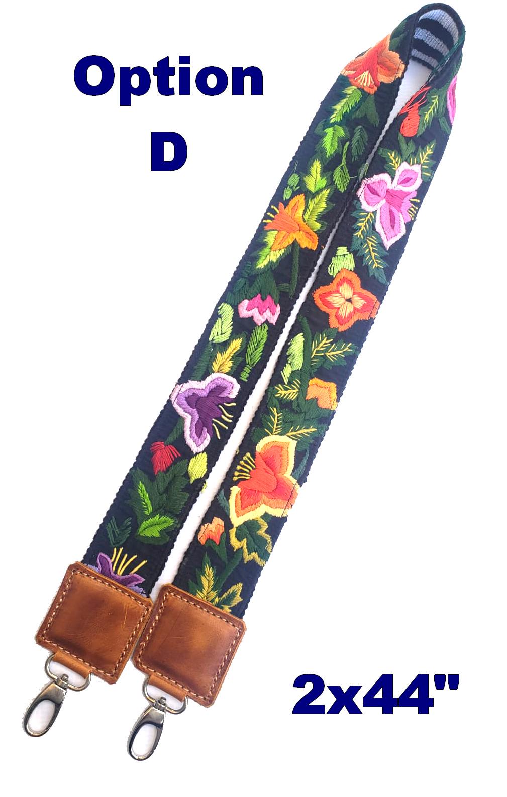 Guatemalan Handmade EMBROIDERED Leather CAMERA / BAG strap