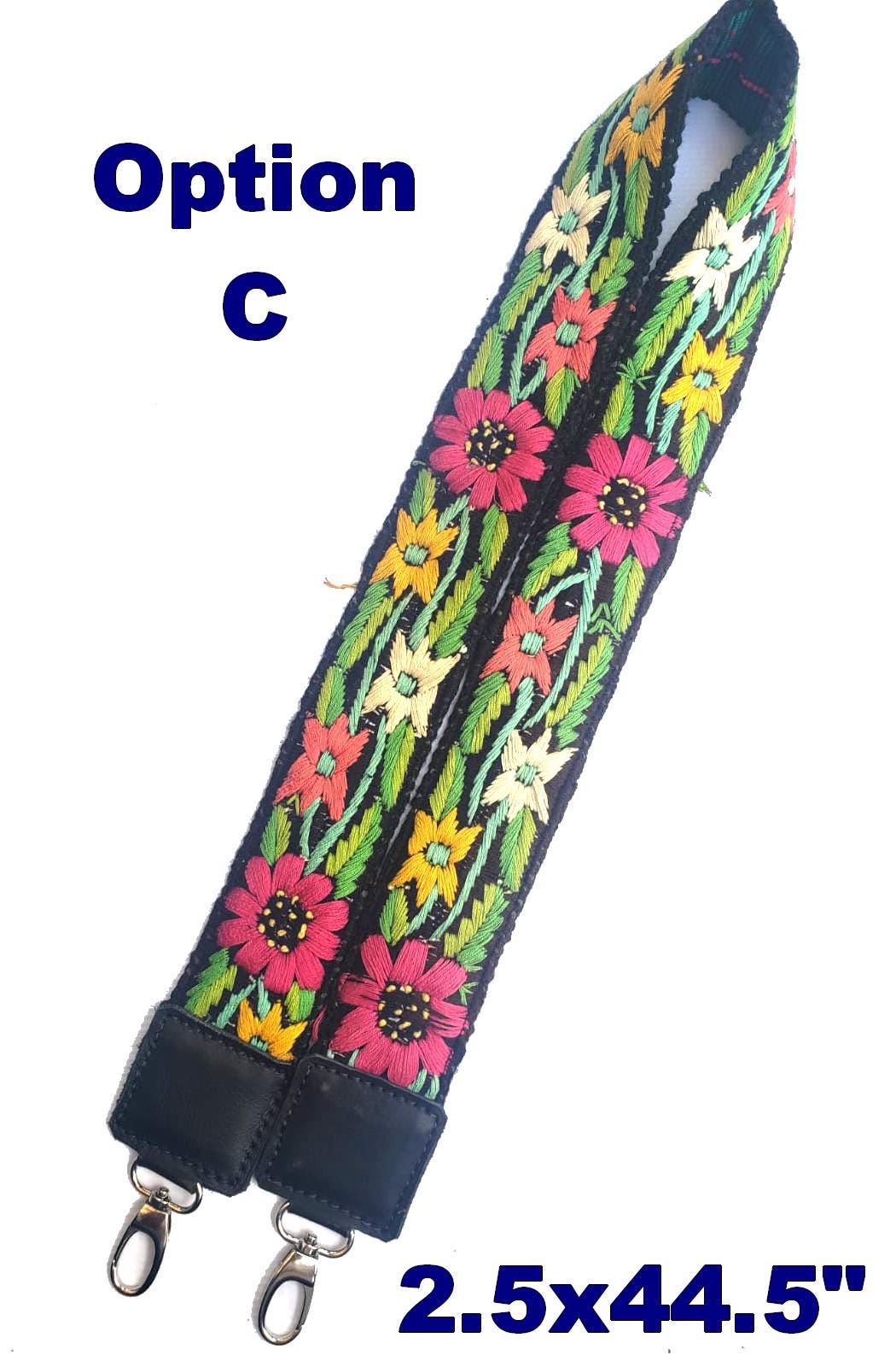 Guatemalan Handmade EMBROIDERED Leather CAMERA / BAG strap