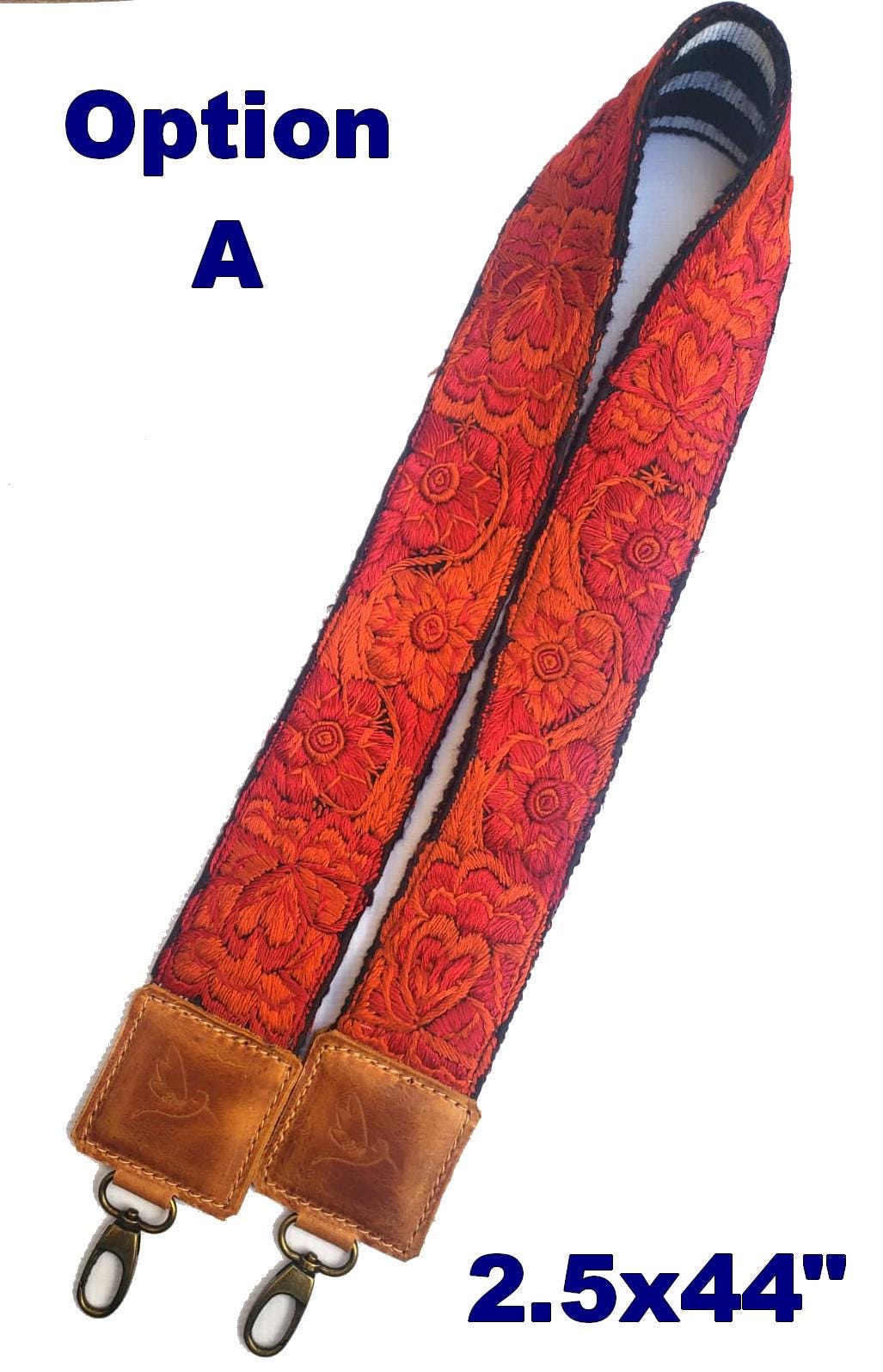 Guatemalan Handmade EMBROIDERED Leather CAMERA / BAG strap
