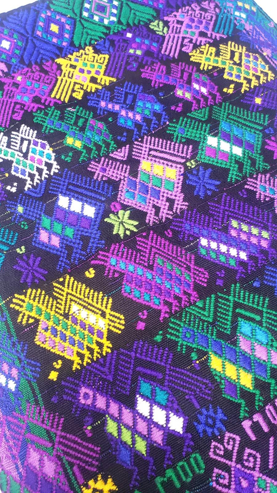 Hand Weaved Purple Birds and Horses TSUTE, Mayan Table Runner, Throw Santo Domingo XENACOJ