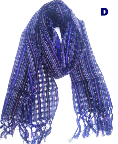 Cotton and Polyester Scarf Wrap, Artisan Woven Scarf, Ligth-weight Textile