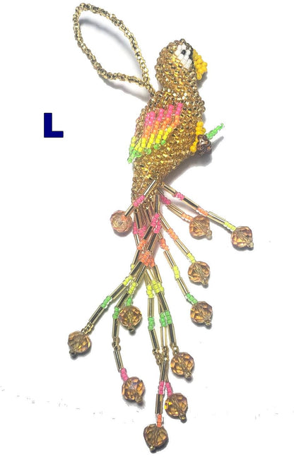 Beaded Parrot Ornament: Czech Glass Bird, Fair Trade Mayan
