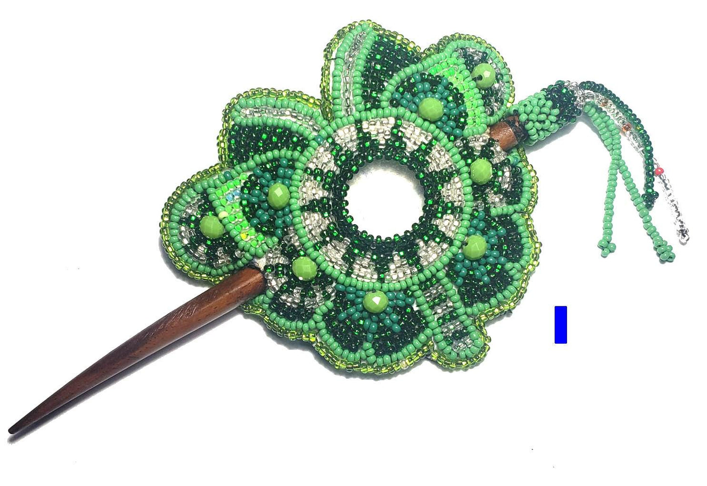 Czech Seed BEADS Hair Accessory CLIP BARRETTE Guatemala With Wooden Stick For Women - Aesthetic Leather Hair Stick Barret Clip
