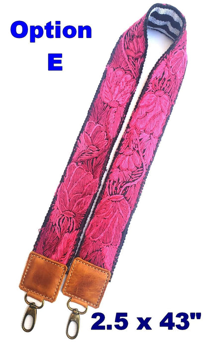 Guatemalan Handmade Leather Embroidered CAMERA / BAG STRAP