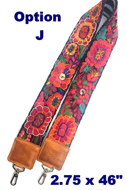 Guatemalan Handmade Leather Embroidered CAMERA / BAG STRAP