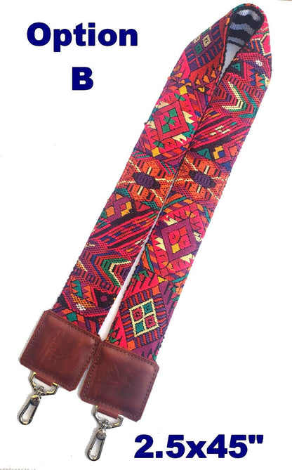 Guatemalan Handmade EMBROIDERED Leather CAMERA / BAG strap