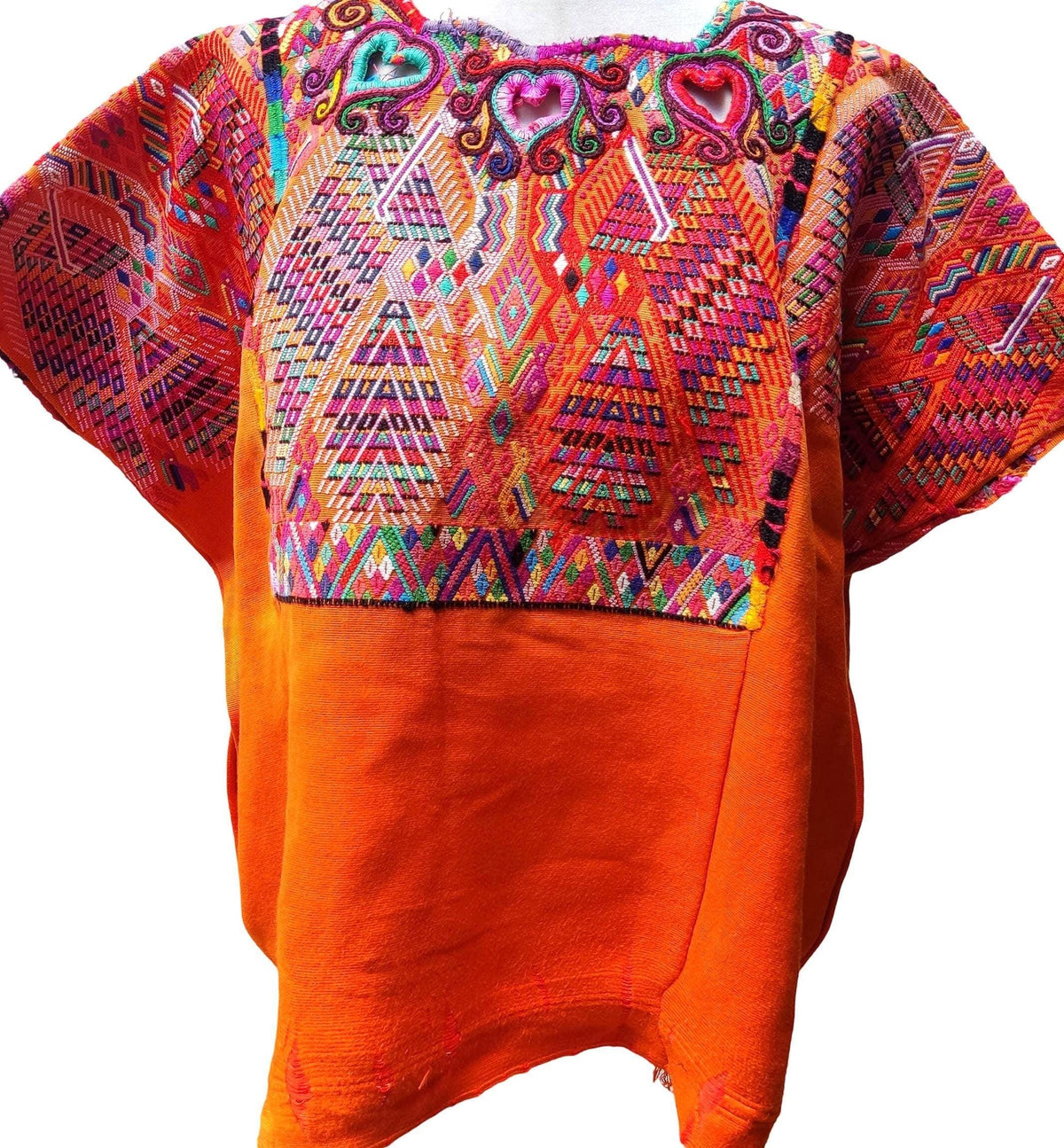 Vintage Cotton Unique RUST Handmade weaved GEOMETRIC CHICHI Huipil