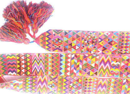 Vintage Red Unique Guatemala Handmade WEAVED Cotton SASH CINTA from Aguacatan
