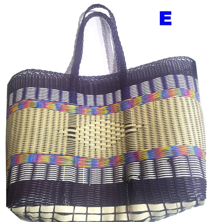 Extra Large Woven Guatemalan Plastic Market Bag - RECYCLED PLASTIC Basket