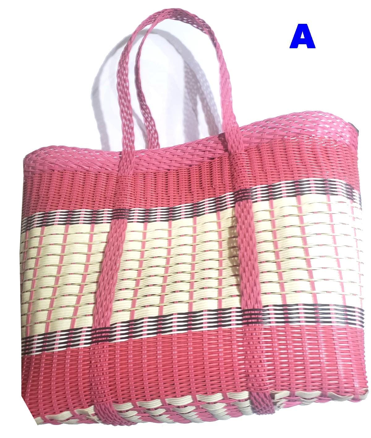 Extra Large Woven Guatemalan Plastic Market Bag - RECYCLED PLASTIC Basket