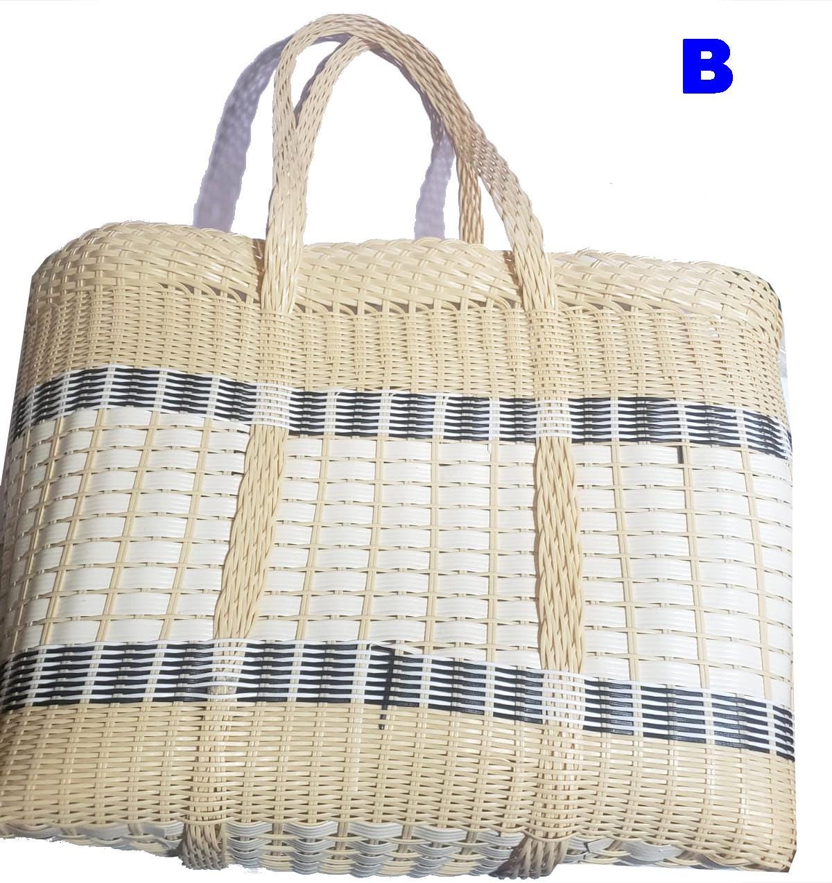Extra Large Woven Guatemalan Plastic market Bag - RECYCLED PLASTIC Basket