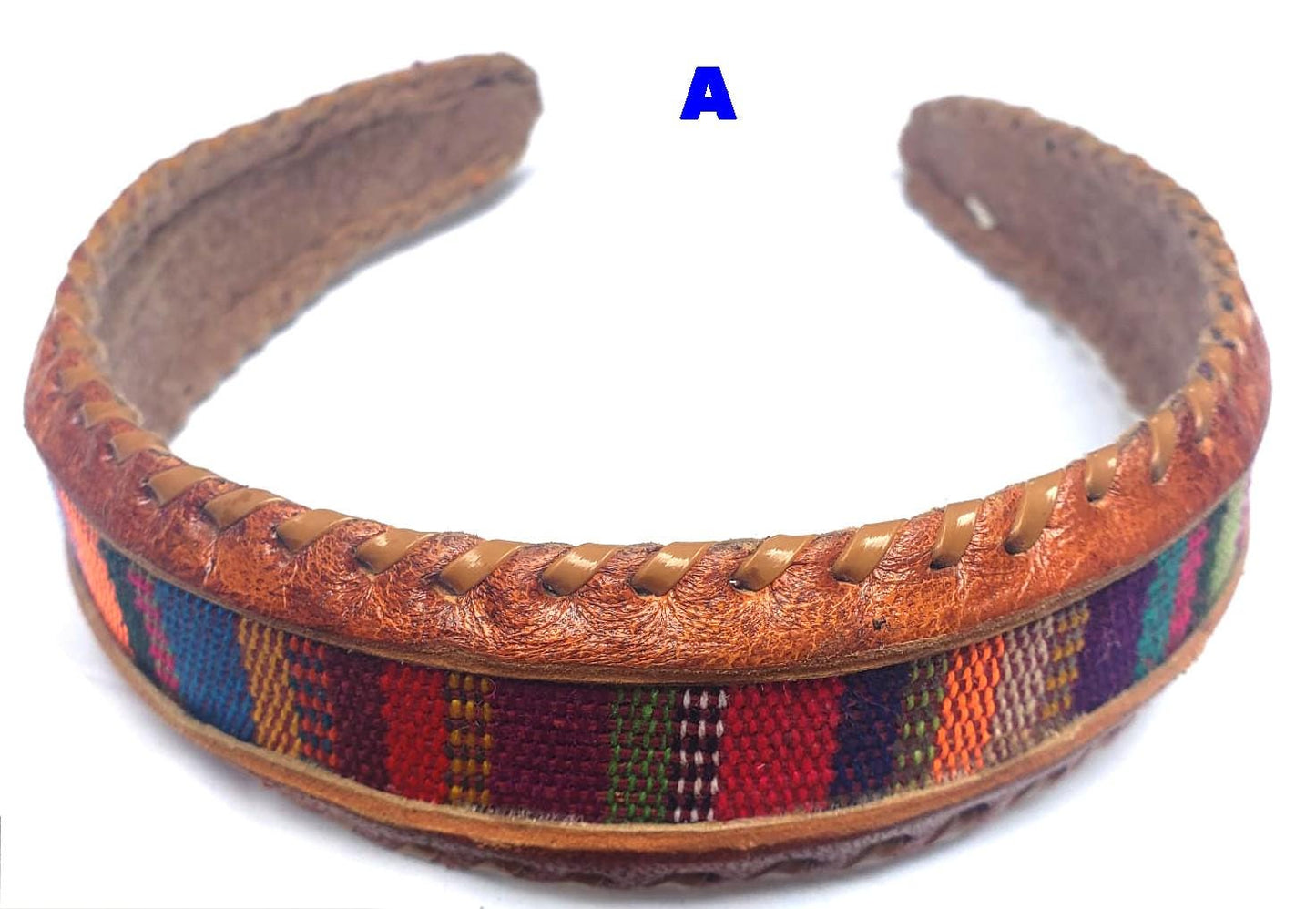 Guatemalan LEATHER Textil HAIRBAND Headband Hair HOLDER