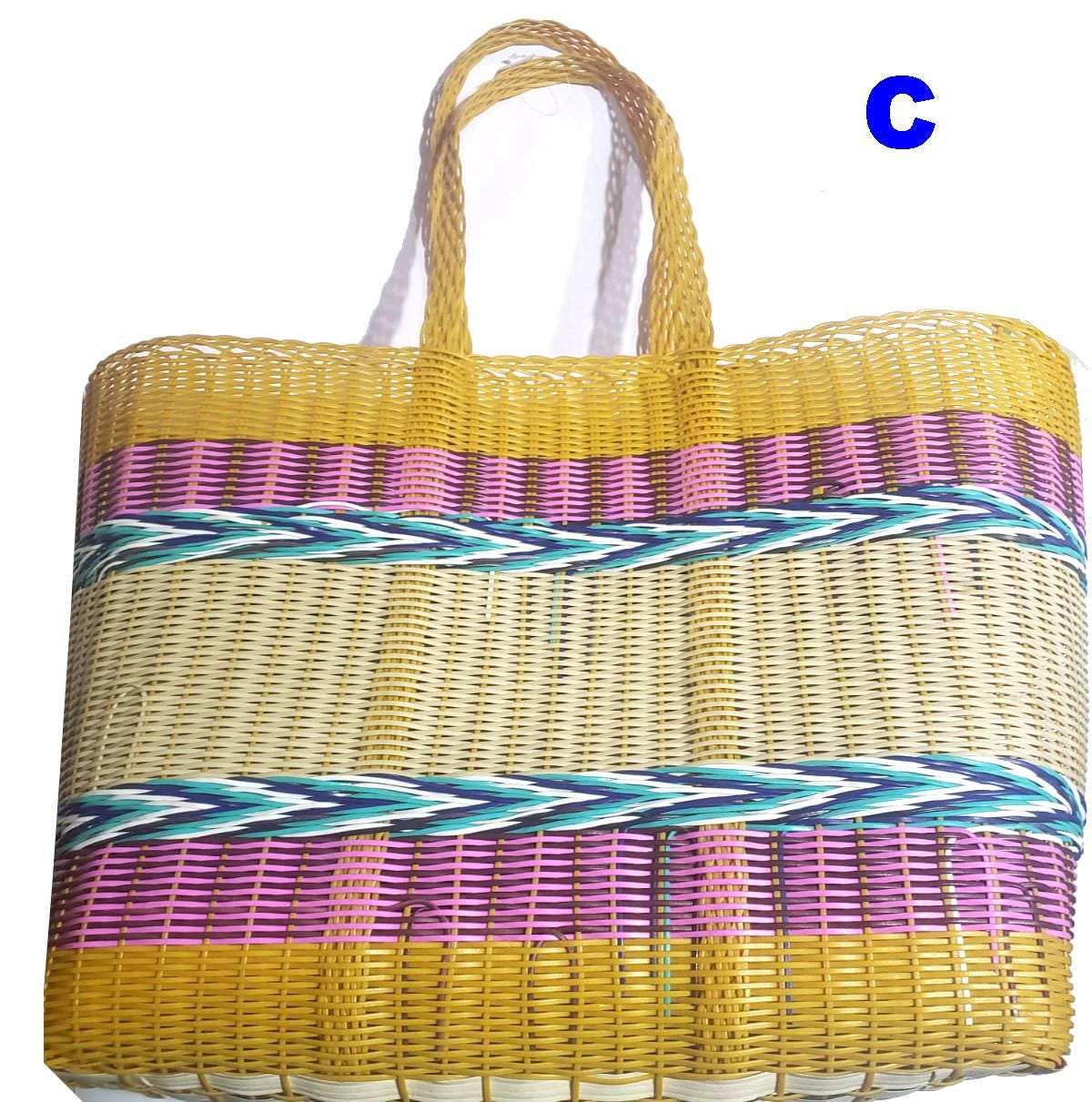 Extra Large Woven Guatemalan Plastic Market Bag - RECYCLED PLASTIC Basket