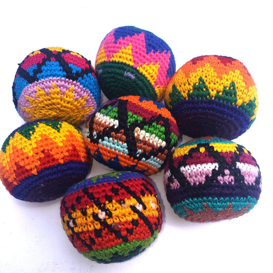 SMALL Guatemala Stress Relief Crocheted Cotton Hacky SACKS, JUGGLING Balls Available In Multiple Options