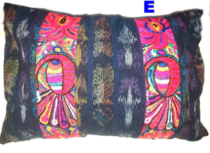 Guatemalan Hand-Embroidery - Floral- Pillow Case Cushion Cover 12x18 Indigo Red color