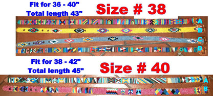 Authentic Handmade SILK Leather Braided UNISEX Belt, Colorful Woven Design with Buckle and Loop