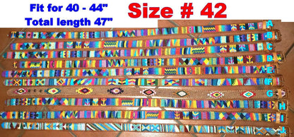 Authentic Handmade SILK Leather Braided UNISEX Belt, Colorful Woven Design with Buckle and Loop