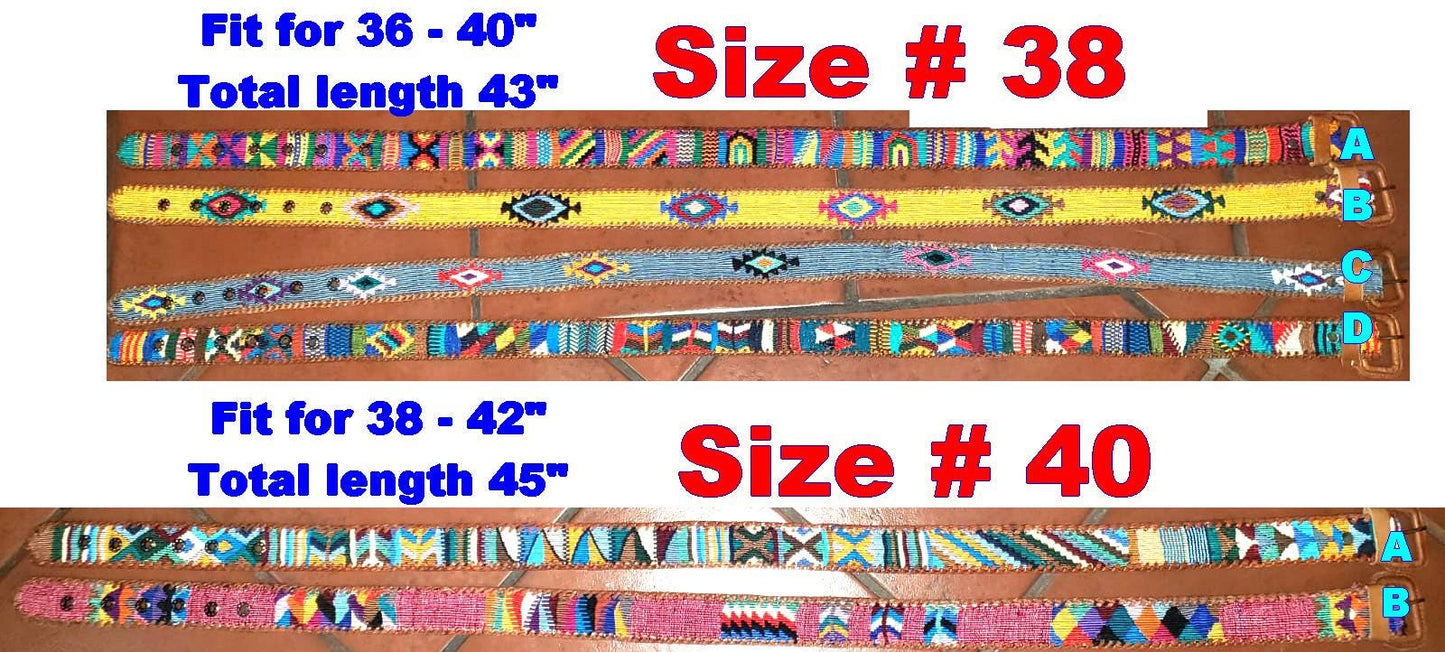 Lot of 2, 3 Authentic Handmade SILK Leather Braided UNISEX Belt, Colorful Woven Design with Buckle and Loop