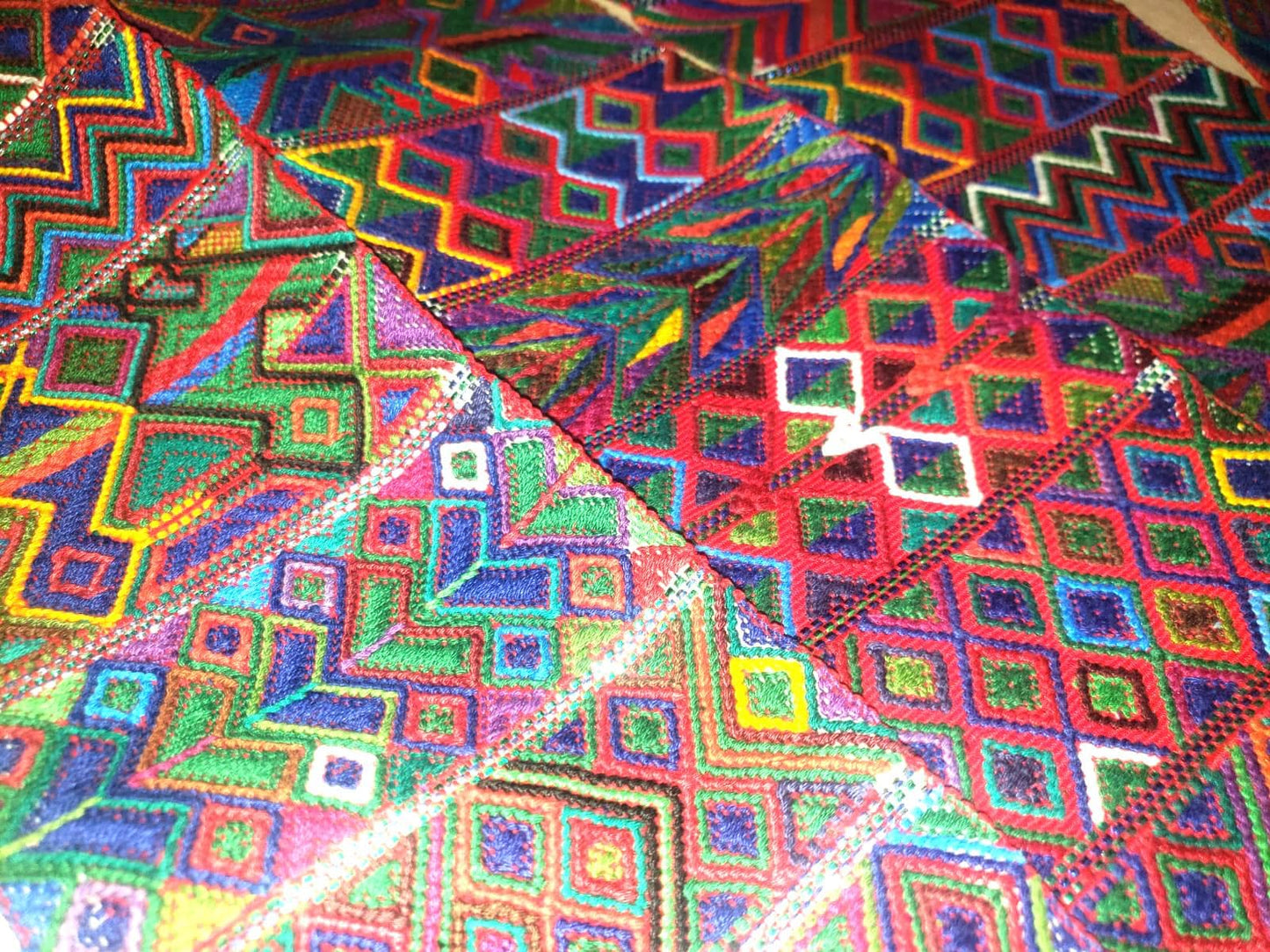Vintage Red / Green Unique Guatemala Handmade WEAVED Cotton SASH CINTA from Aguacatan