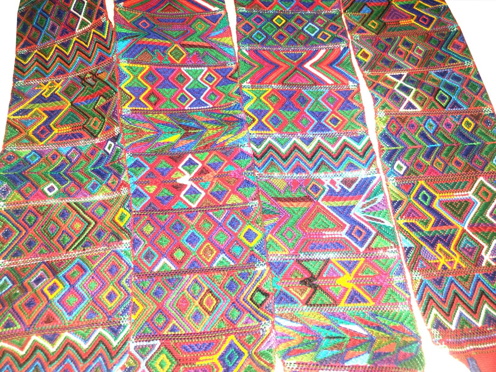 Vintage Red / Green Unique Guatemala Handmade WEAVED Cotton SASH CINTA from Aguacatan