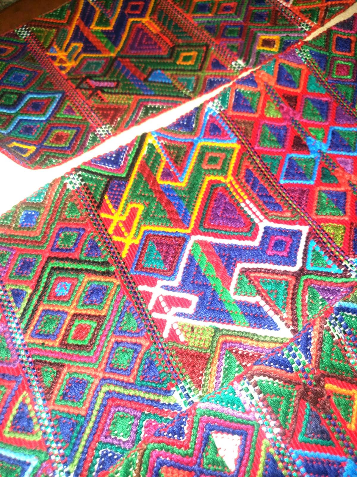 Vintage Red / Green Unique Guatemala Handmade WEAVED Cotton SASH CINTA from Aguacatan