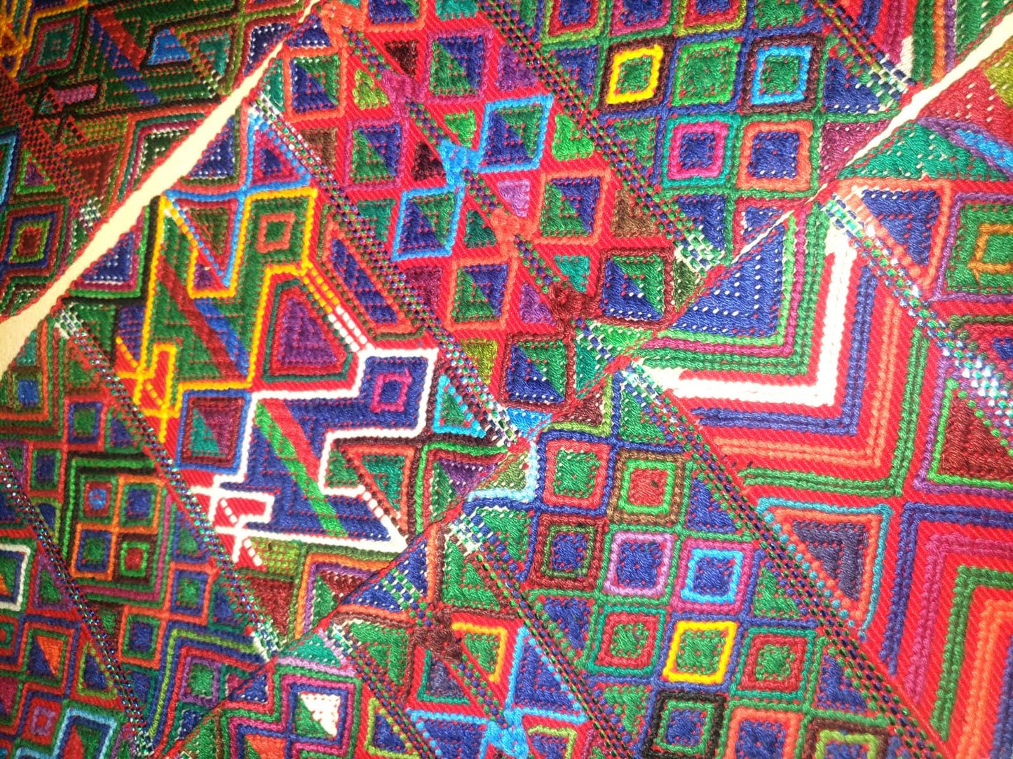 Vintage Red / Green Unique Guatemala Handmade WEAVED Cotton SASH CINTA from Aguacatan