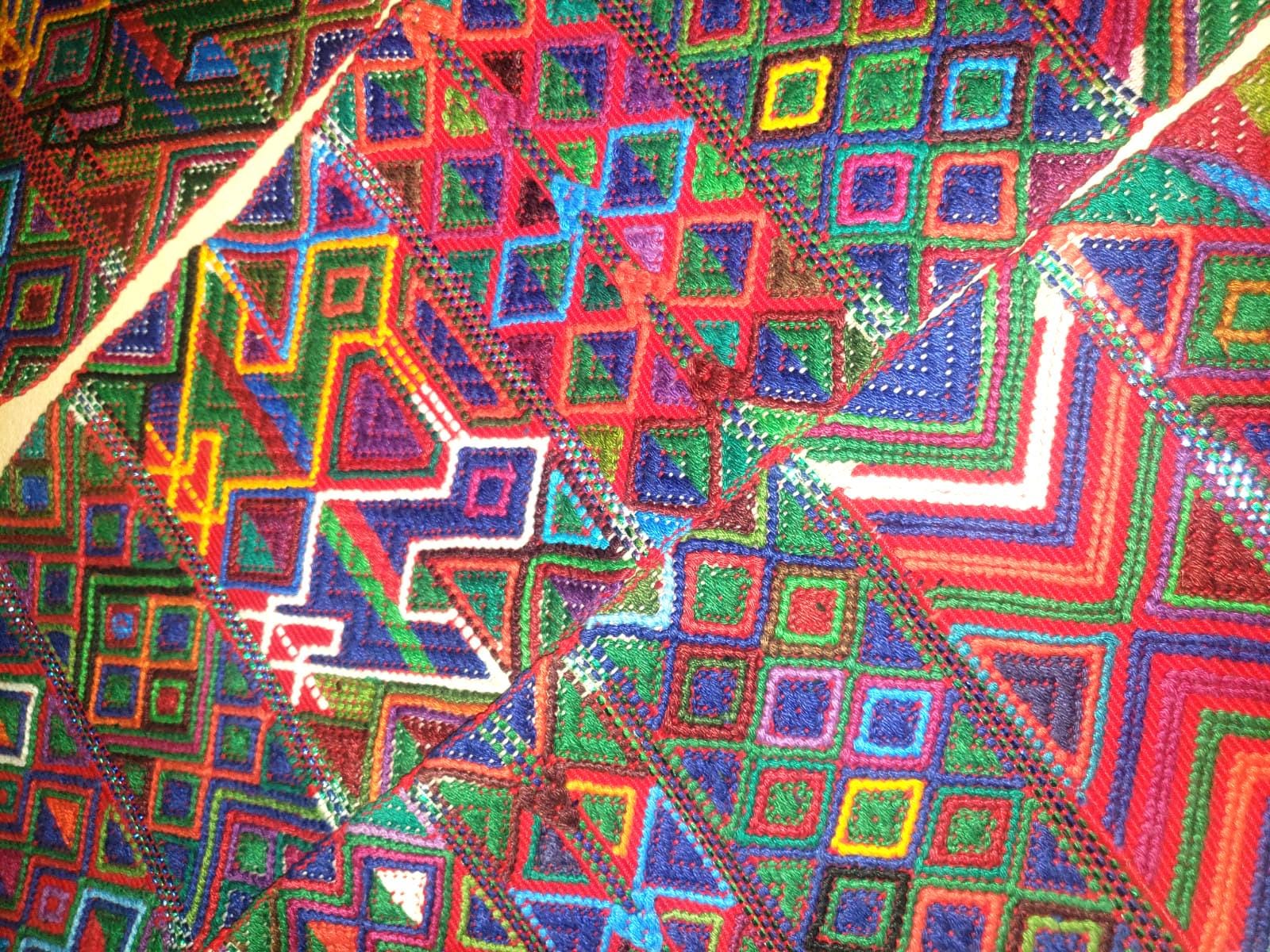 Vintage Red / Green Unique Guatemala Handmade WEAVED Cotton SASH CINTA from Aguacatan