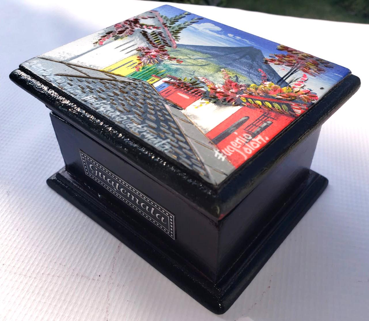 Hand-Painted Pinewood BOX For TEA, Santa Catalina Arch Paint Box