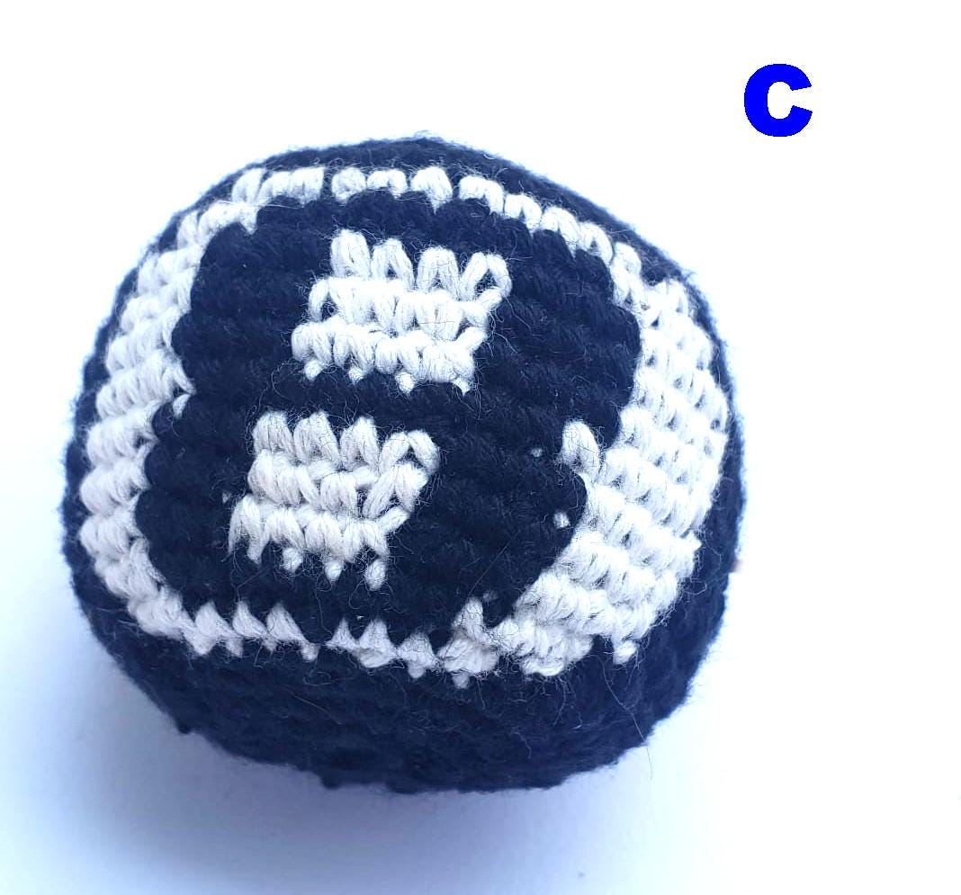 Guatemala Stress Relief Crocheted Cotton Hacky SACKS, Foot Ball Pattern JUGGLING BALLS 95% Filled