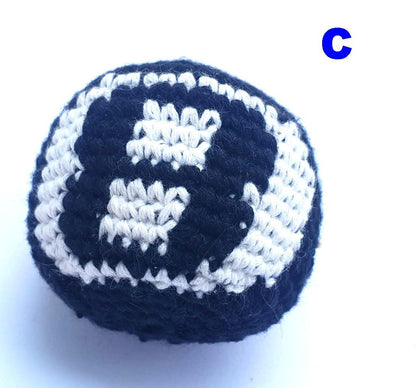 Guatemala Stress Relief Crocheted Cotton Hacky SACKS, Foot Ball Pattern JUGGLING BALLS 95% Filled