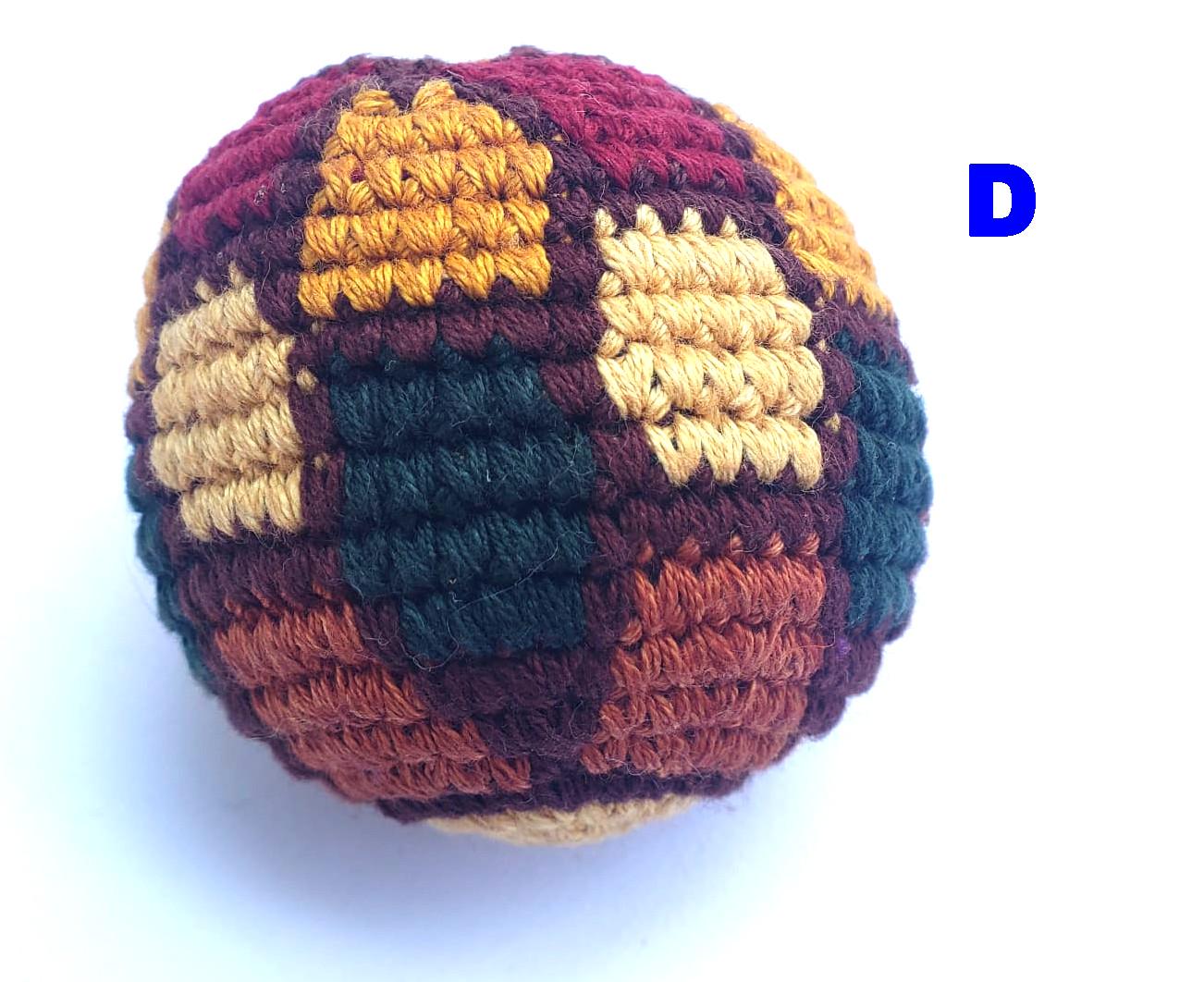Guatemala Stress Relief Crocheted Cotton Hacky SACKS, Foot Ball Pattern JUGGLING BALLS 95% Filled