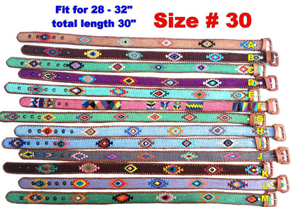 Authentic Handmade SILK Leather Braided UNISEX Belt, Colorful Woven Design with Buckle and Loop