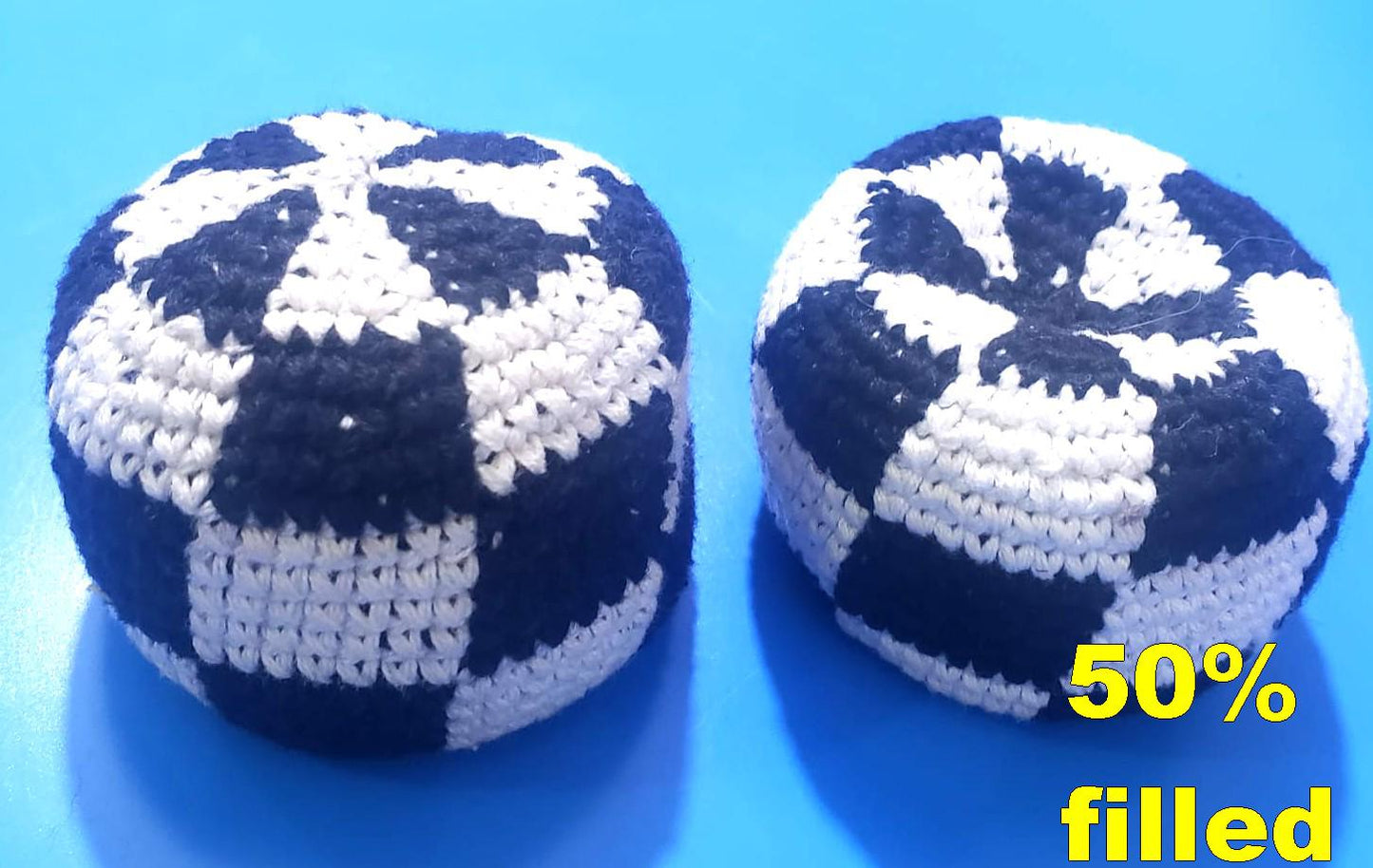 Guatemala Stress Relief Crocheted Cotton Hacky SACKS, Foot Ball Pattern JUGGLING BALLS 95% Filled