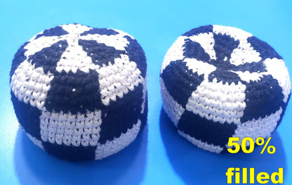 Guatemala Stress Relief Crocheted Cotton Hacky SACKS, Foot Ball Pattern JUGGLING BALLS 95% Filled