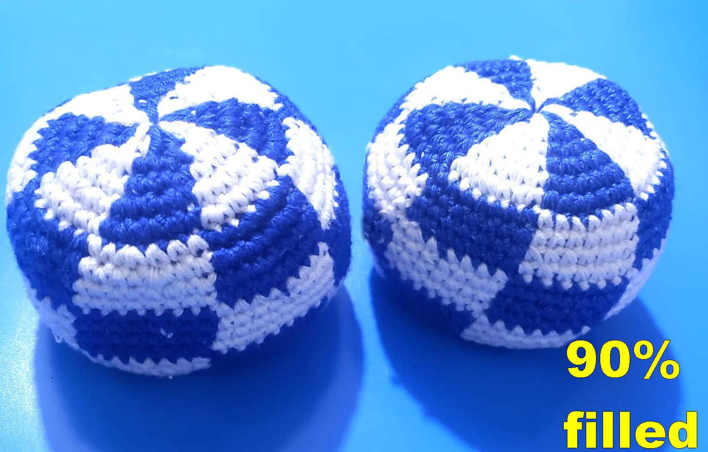 Guatemala Stress Relief Crocheted Cotton Hacky SACKS, Foot Ball Pattern JUGGLING BALLS 95% Filled