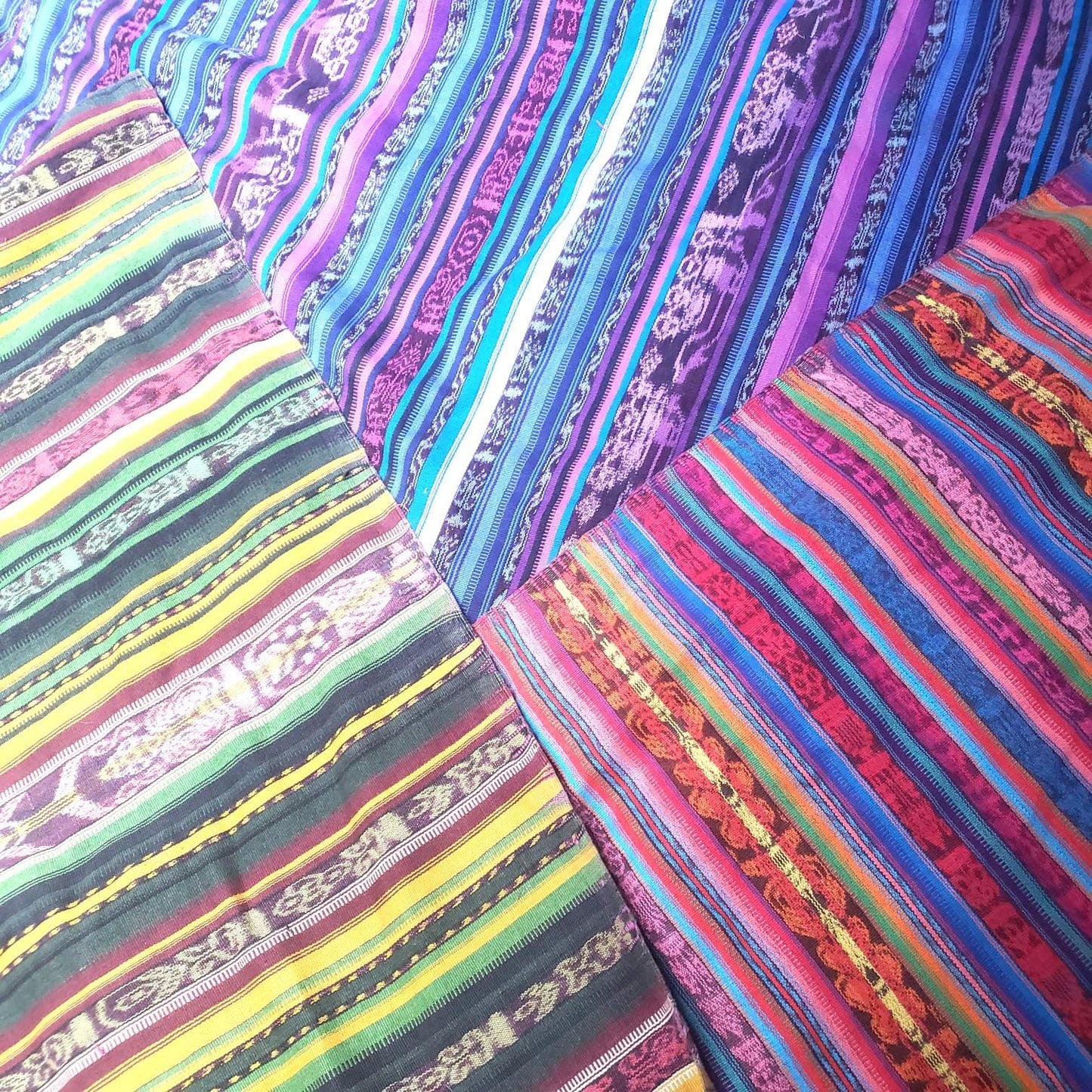 Guatemalan Unique Vintage IKAT COTTON Fabric Per YARD- Hand Woven Ethnic Textile -